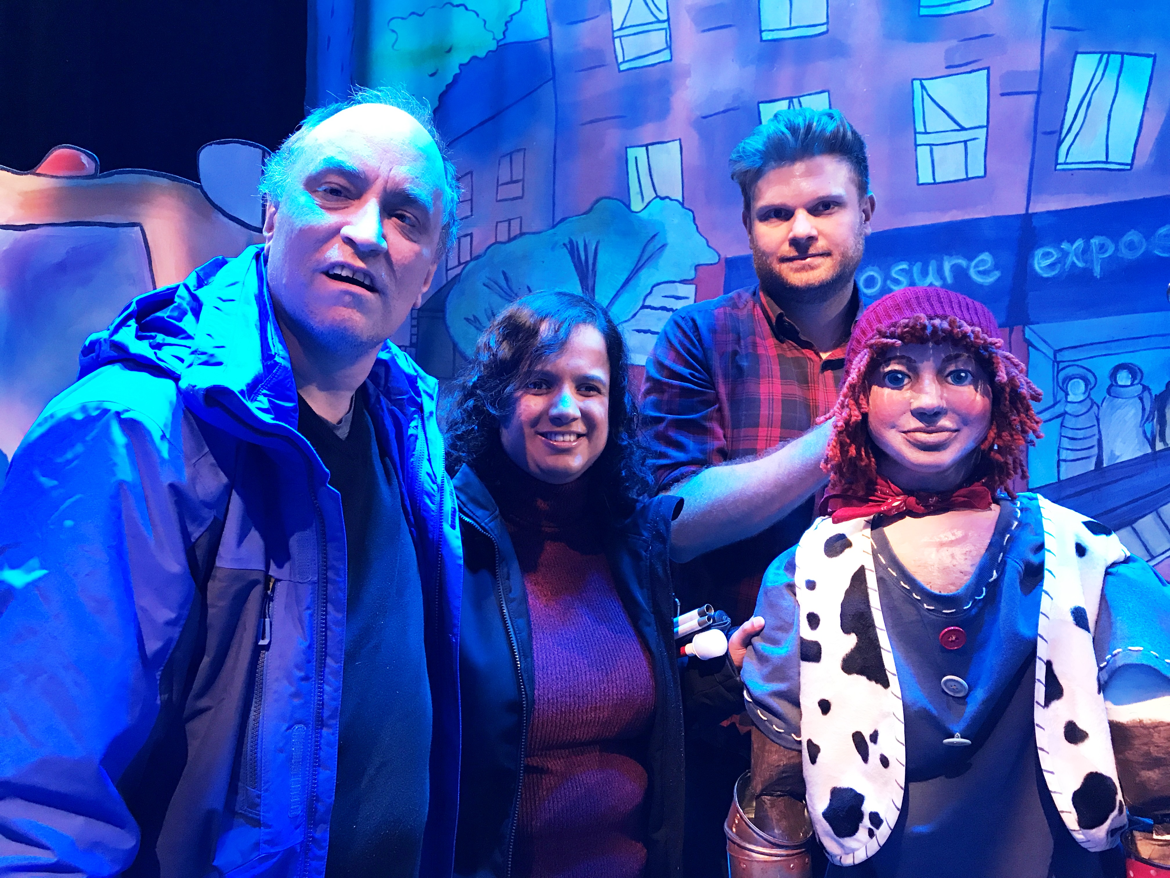 Shawn and Kristy with a Panto actor and his puppet