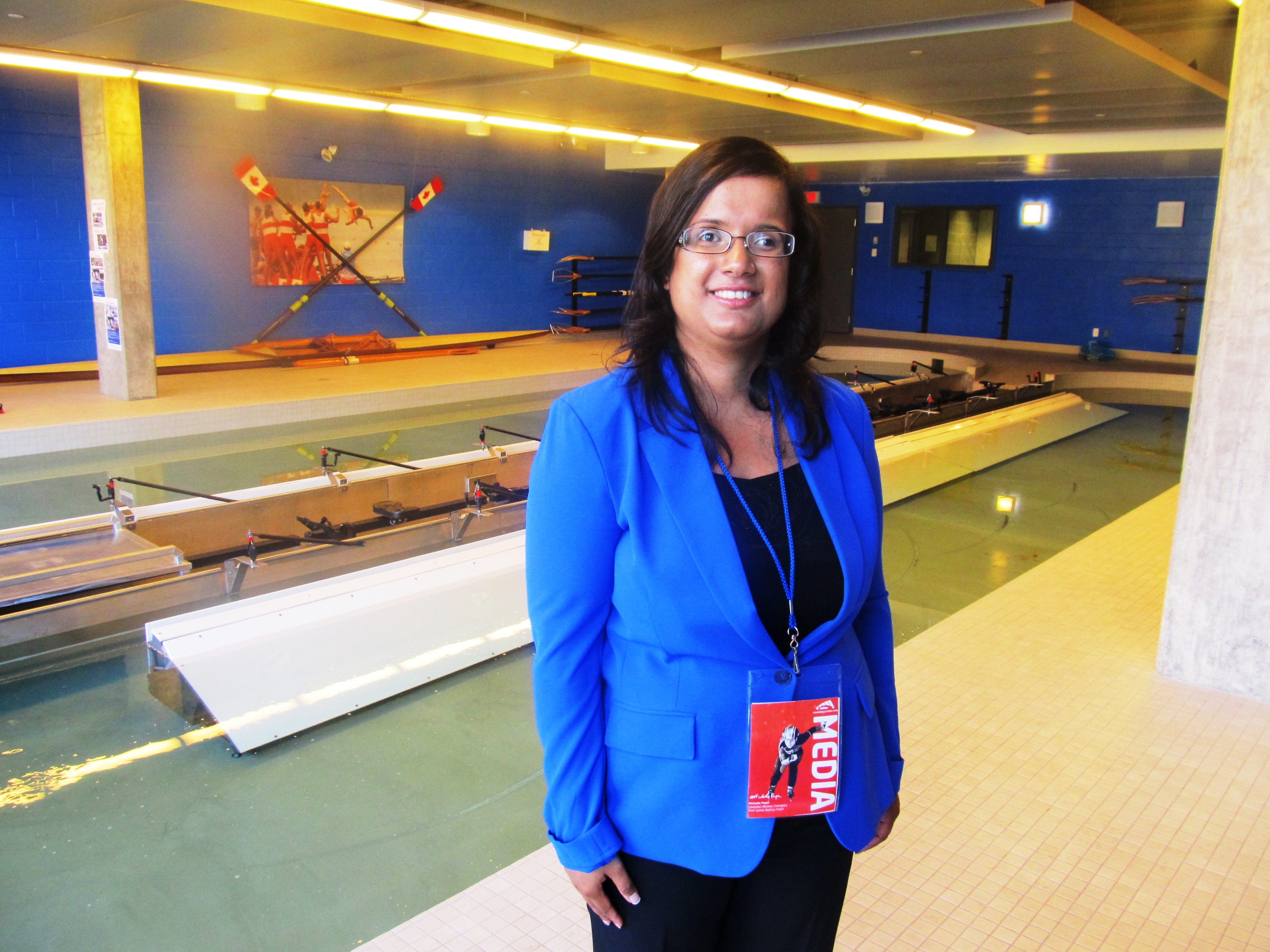 Kristy at the indoor rowing tank